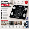 İ11-023 ( Bluetooth & Vücut Analizli ) ( Cam ) Dijital Banyo Baskül Terazi Tartı ( 180kg/50g ) ( Yağ & Su & Kas Oran & Bmi )