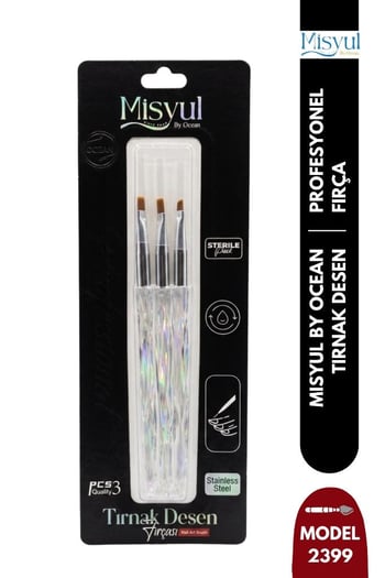 Misyul Tırnak Desen Fırçası 3'lü Şeffaf Tasarım Mıs-2399