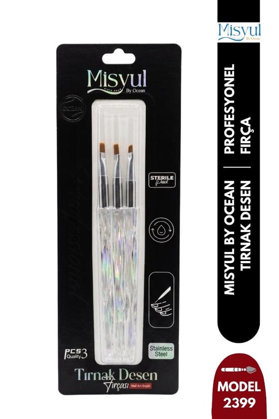 Misyul Tırnak Desen Fırçası 3'lü Şeffaf Tasarım Mıs-2399