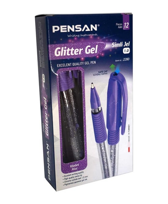 Pensan Violet Tükenmez Kalem Glitter Simji Jel 1.0 12 Adet