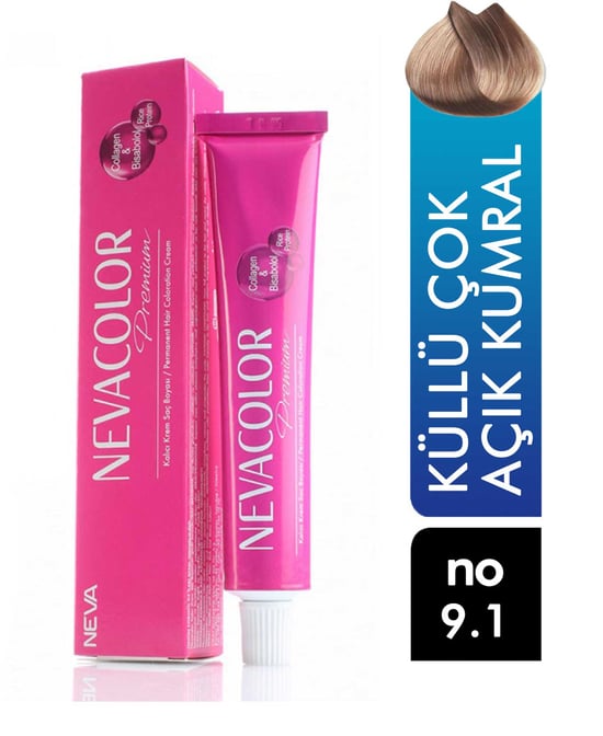 Nevacolor Premium Tüp Saç Boyası Küllü Çok Açık Kumral 9.1