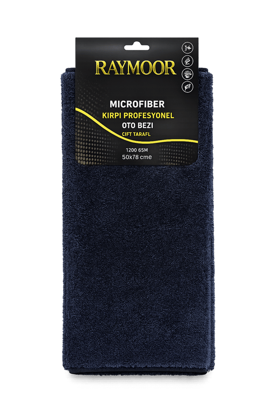 Raymoor 1200 Gsm Çift Taraflı Kirpi Profesyonel Mikrofiber Oto Bezi 50x70 Cm Ultra Emici Araç Kurulama Havlusu