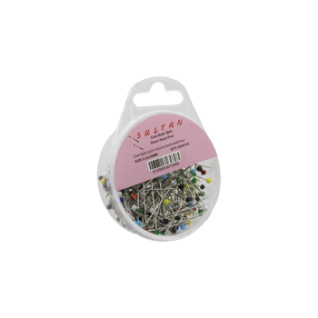 İ20-012 Sultan ( 200 Pcs ) ( Renkli Toplu ) Başörtü İğnesi ( Şeffaf Plastik Askılıklı Kutulu ) ( 0.5x32mm )