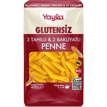 Yayla Glutensiz 3 Tahıllı & 2 Bakliyatlı Penne Makarna 400 Gr