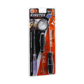 Kinetex Ktx-2888 ( 4pcs ) Tornavida & Çok Amaçlı Set ( Düz-yıldız Tornavida & Kontrol Kalem & Elektrik Bant ) ( Bandı )
