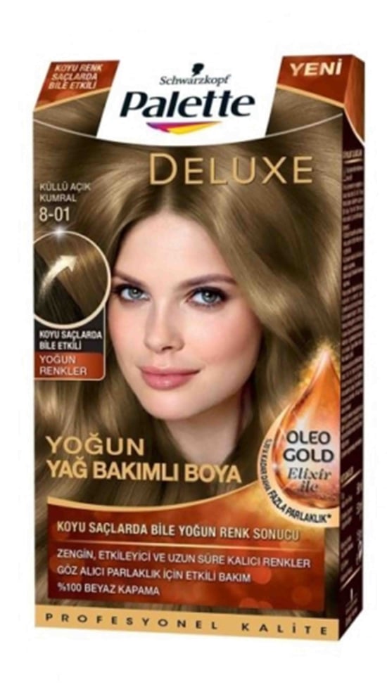 Palette Deluxe Küllü Açık Kumral 8-01 Tüp Krem Saç Boyası 50 Ml
