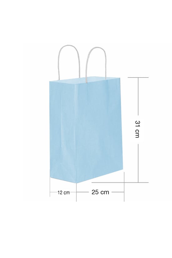 Roll-Up Kraft Çanta Açık Mavi Orta Boy 25x31cm 25 Adet