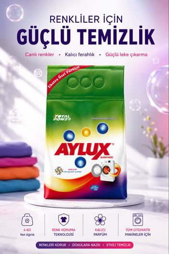 Aylux Toz Deterjan 4 Kg 27+ Sık Yıkananlar 5in1 Ultra Yoğun Etkili Formül Renkiler
