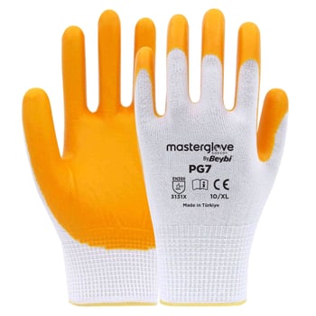 Pg7 Sarı Polyester Örme Nitril Iş Eldiveni 10 Beden