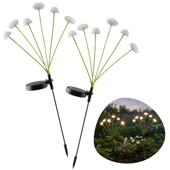 BUFFER® 2 Adet Plastik Mantar Solar Bahçe Lambası – Güneş Enerjili LED Dış Mekan Aydınlatma, Otomati