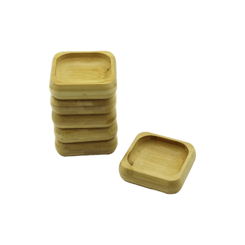 İ22-218 ( 9x9cm & Kare ) Ahşap Bambu ( Çerezlik & Lokumluk ) Kase ( Derinlik: 1.8cm )