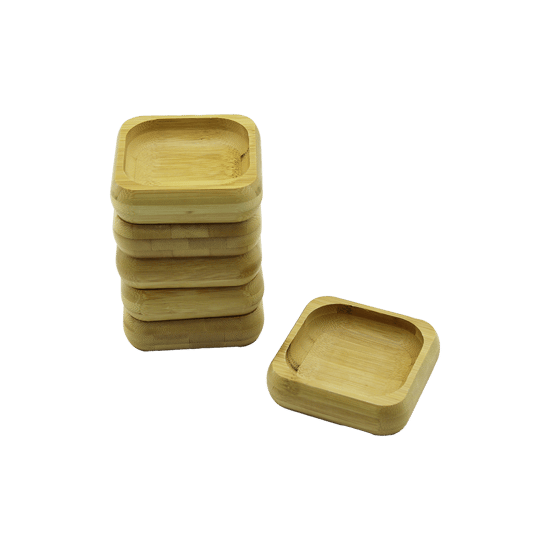 İ22-218 ( 9x9cm & Kare ) Ahşap Bambu ( Çerezlik & Lokumluk ) Kase ( Derinlik: 1.8cm )