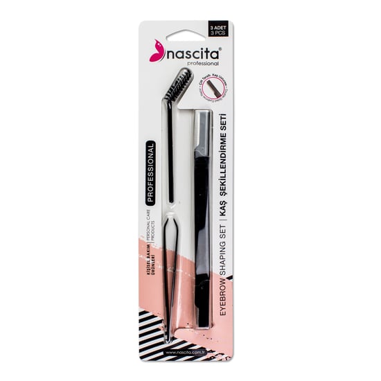 Nascita Kaş Bakım Seti Maskara Fırçası Cımbız Razor 3'lü Nasfaceset14