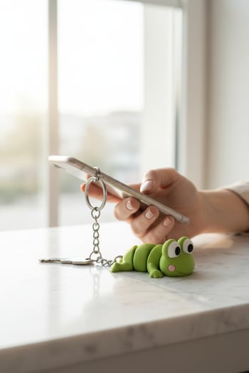 Sevimli Kurbağa Figürlü Hareketli Anahtarlık