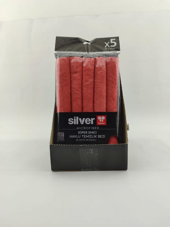 Silver Home 265 Gsm 32x32 Cm 5'li Süper Emici Kurulama Bezi-kırmızı