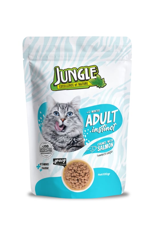 Jungle 100 Gr Pouch Kedi Maması Yetişkin Somon Parçalı  Jngo-004