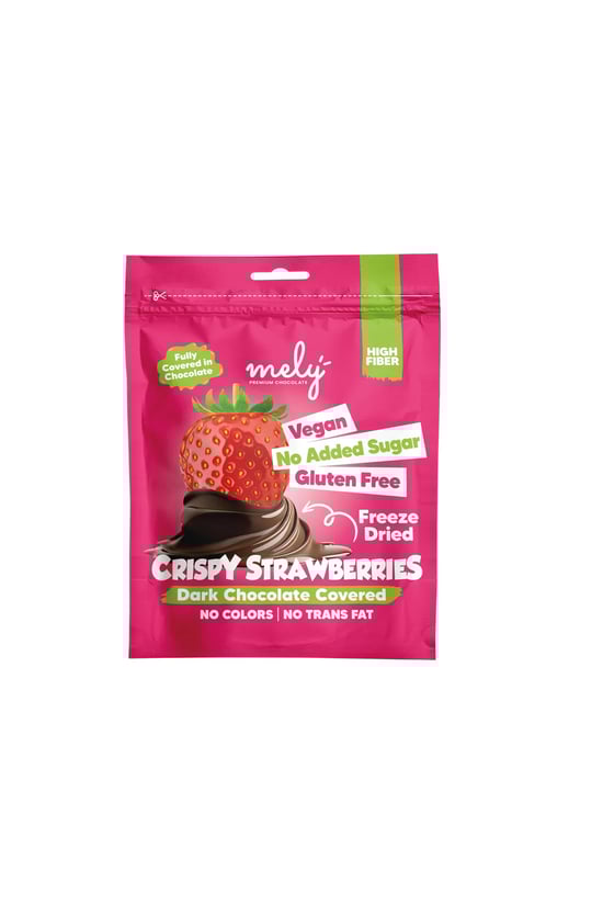 Mely Çikolata Glütensiz Şeker İlavesiz Vegan Çikolata Kaplı Freeze Dry Çilek 50Gr