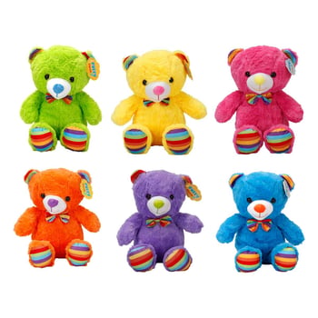 Karışık Oturan Kurdeleli Renkli Peluş Ayı 30 Cm