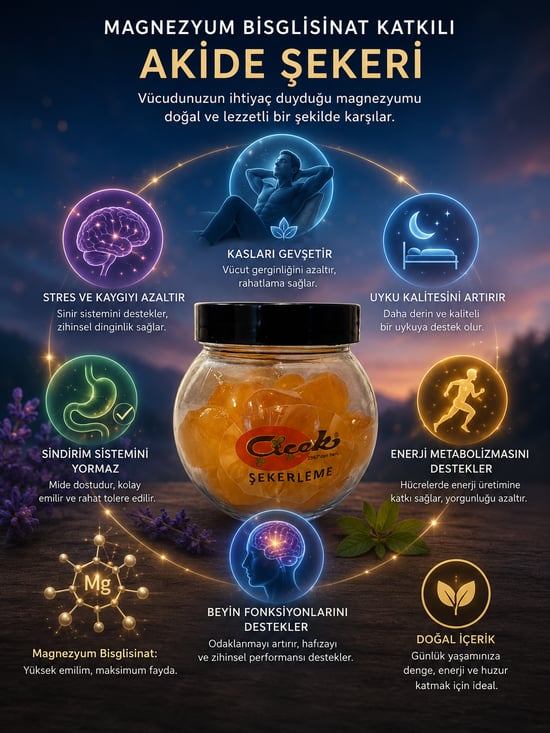 Çiçek Şekerleme Magnezyum Bisglisinat Katkılı Akide Şekeri -100 Gr