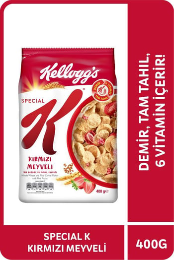 Kellogg's Special K Kırmızı Meyveli Kahvaltılık Tam Buğday ve Pirinç Gevreği 400 Gr,tam Tahıllı
