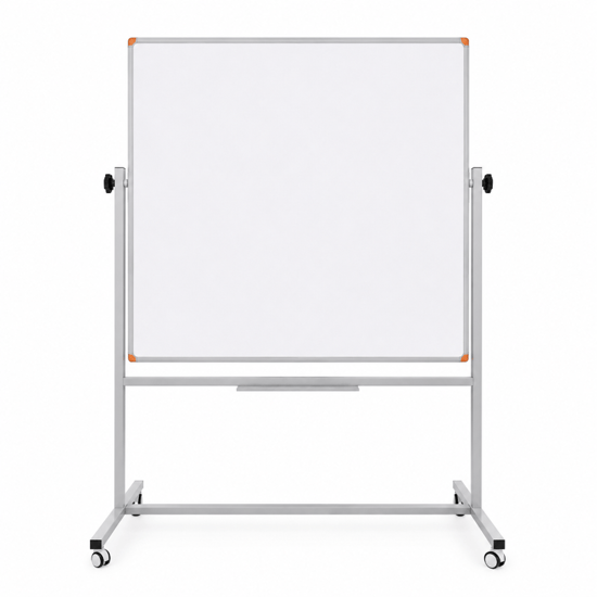 Emaye Yüzey 360° Dönerli Mobil Yazı Tahtası 120x120cm Beyaz
