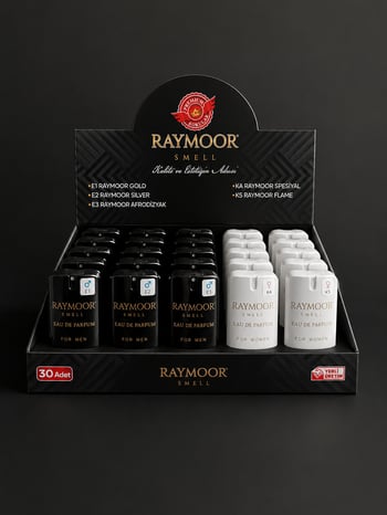 Raymoor 5'li Cep Parfümü Standı 30 Adet | Erkek & Kadın Mini Parfüm Seti | Premium Kalıcı Koku