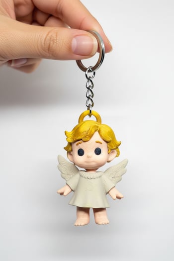 Sevimli Melek Figürlü Hareketli Anahtarlık