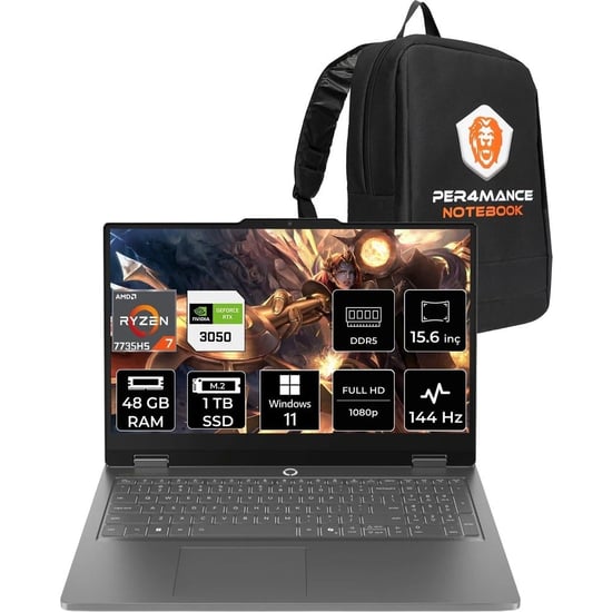 Lenovo Loq Essential Ryzen 7 7735HS RTX 3050 48GB RAM 1TB SSD 15.6" FHD 144Hz Win11 Pro 83S00033TRP3
