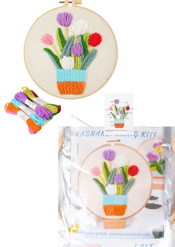 Nakış Kitleri Kasnaklı 13.5 X 18.8 Cm Lale