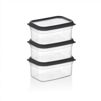 Qlux L-01005 ( 3pcs ) ( 1000ml ) ( No-2 ) Bomonti Plastik Saklama Kabı