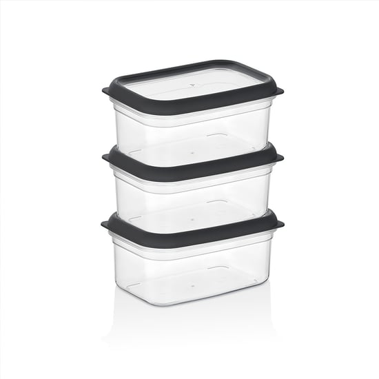 Qlux L-01005 ( 3pcs ) ( 1000ml ) ( No-2 ) Bomonti Plastik Saklama Kabı