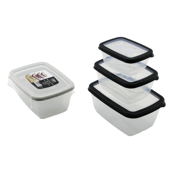 Qlux L-00771 Bio Extra (3pcs= 400-800-1600ml) Sızdırmaz Saklama Kabı Set (şeffaf Pls.kap)