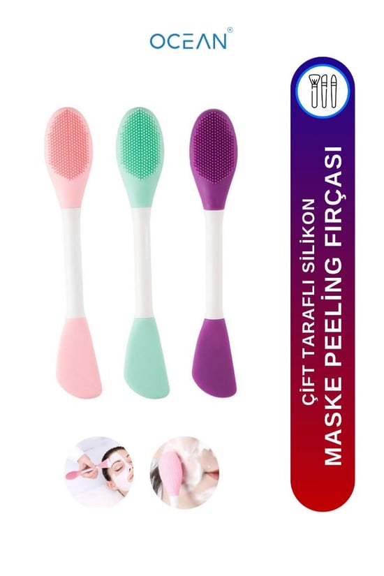Ocean Çift Taraflı Yüz Maske Fırçası Karışık Renk Silikon Pratik Kullanım