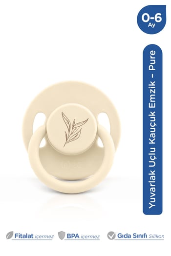 Wee Baby Pure Yuvarlak Uçlu Kauçuk Emzik0-6 Ay Krem