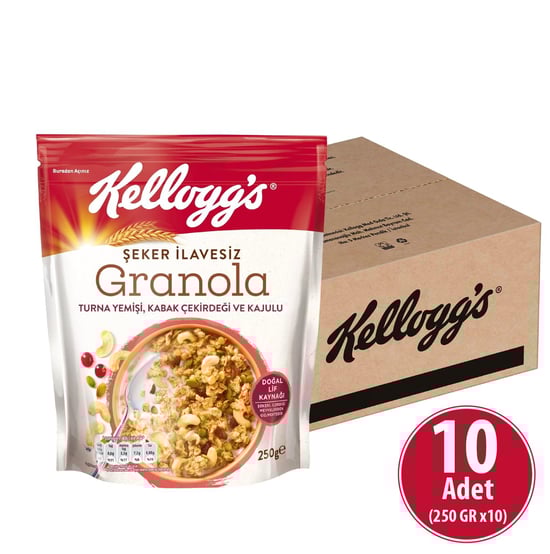 Kellogg's Şeker İlavesiz Granola Turna Yemişi, Kabak Çekirdeği ve Kajulu 250 Gr