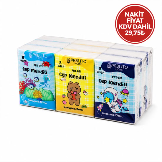 Pablito Home Pbt-821 ( 8pcs ) ( Mini ) Cep ( Kağıt ) Mendil ( 9lu Paket )