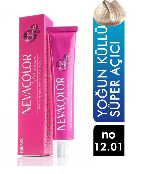 Nevacolor Premium Tüp Saç Boyası Yoğun Küllü Süper Açıcı 12.01 50 ml