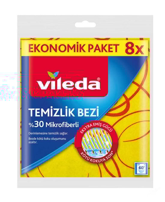 Vileda %30 Mikrofiberli Temizlik Bezi 8'li Paket