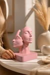 İkiliğin Yüzleri Figürlü Minimalist Dekoratif Biblo Pembe