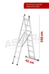 Asvera Endüstriyel 5 Metre A Tipi 2 Parçalı Alüminyum Merdiven - 1.4 Mm Profesyonel Merdiven