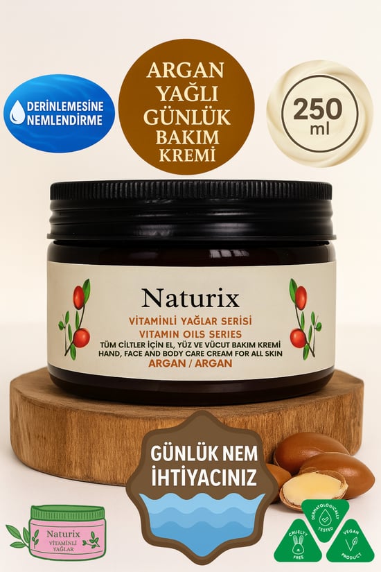 Naturix Argan Yağı Özlü El Yüz Ve Vücut Bakım Kremi 250 ml