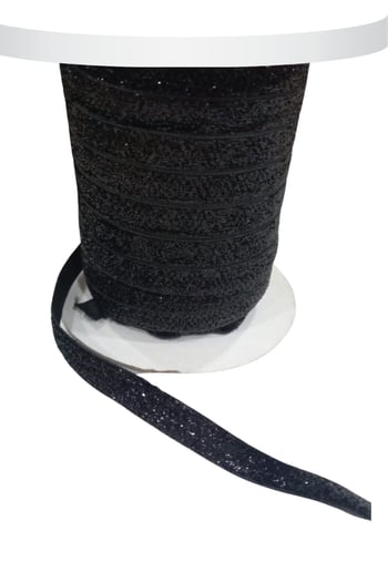 Kadife Kurdele Simli 1 Cm Siyah 5 Metre