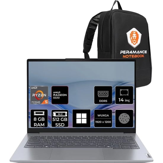 Lenovo Thinkbook 14 Gen 7 Ryzen 5 7535HS 8gb Ram 512GB SSD 14" Fhd+ WIN11 Pro 21MV001ATRP392 Noteboo