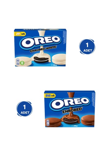 Oreo Sütlü Çikolata Kaplamalı Vanilyalı Bisküvi 246 gr & Oreo Beyaz Çikolata Kaplamalı Vanilyalı Bisküvi 246 gr - 2 Adet