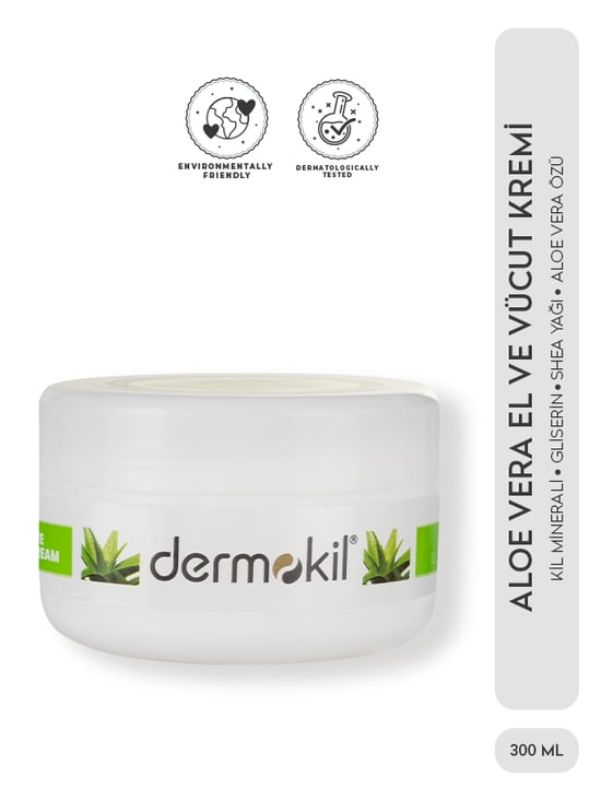 Dermokil El, Yüz ve Vücut Bakım Kremi 300 Ml Doğal Aloe Vera Özü & Kil Yenileyici