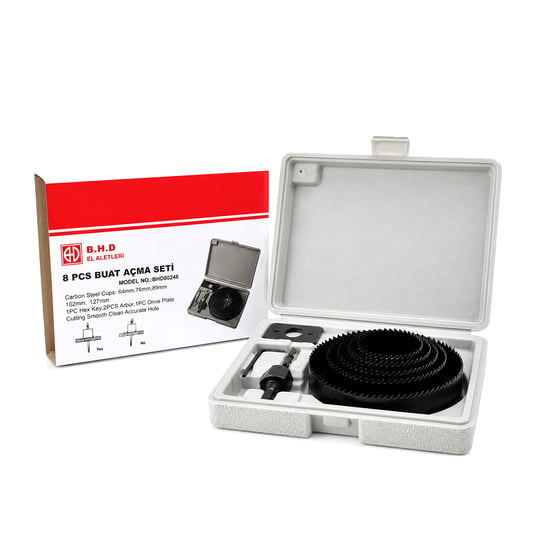 Bhd-00264 (8in1) Buat Açma Panç Seti (metal & Ahşap & Pvc & Alçıpan & Pls.) (64-73-89-102-127mm)