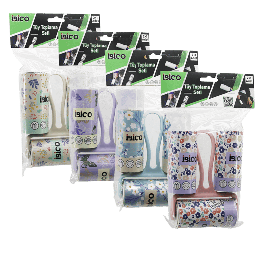 İ21-046 (3pcs Set) ( Y Sap ) (yapışkanlı) Pratik Tüy Toplayıcı Rulo Bant ( 1-saplı=60 Yaprak + 2-yedek=2x60) (pet Shop) ( Bandı )