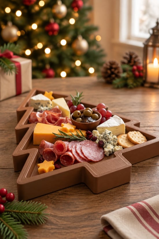 Noel Ağacı Şeklinde Sunum Kabı Kahverengi