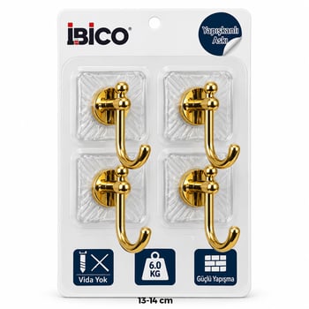 İ17-017 ( 4pcs ) ( Gold ) ( Krom Görünüm ) Plastik Askı ( Yapışkanlı=şeffaf Mika Kristal Plaka=çatlak Desen ) ( 6kg )
