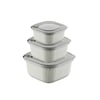 Dünya-30906-999 Mikro Line ( 3pcs = 600-1100-1800ml ) ( Kare ) Plastik Saklama Kabı Set ( Mikrodalga Kullanılabilir )